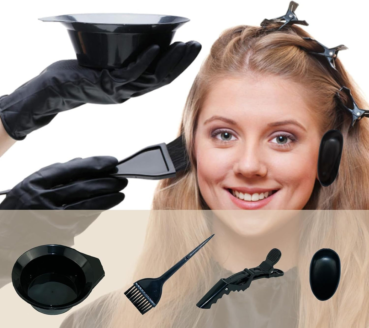 20Pcs Tools for Hair Colouring Kit, Hair Dying Tools Kit, DIY Beauty Salon Hair Bleaching Tools Kit, Hair Dye Bowl and Brush Kit, including Mixing Bowl, Ear Cover, Hair Shawl, Gloves, Hair Clips