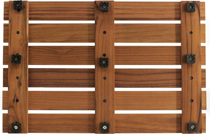 VaeFae Teak Shower Mat, Non-Slip Bath Mat, Luxury Spa Mat, Wooden Mat for Bathtub, 50.8 x 33 cm