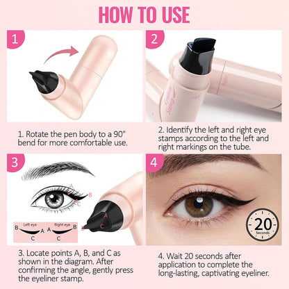 Erinde Brown Eyeliner Stamp Set, Dual-End Rotatable Liquid Eyeliner Pencil, Waterproof &amp; Smudge-Proof Long Lasting Makeup, Winged Eyeliner for Beginners and Makeup Enthusiasts