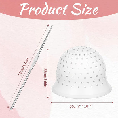 Punched Silicone Highlight Hair Cap with Needle, Professional Reusable Highlighting Poked Hole Caps with Hooks for Color Hair Salon Hairdressing Dyeing Staining Tools for Women Men