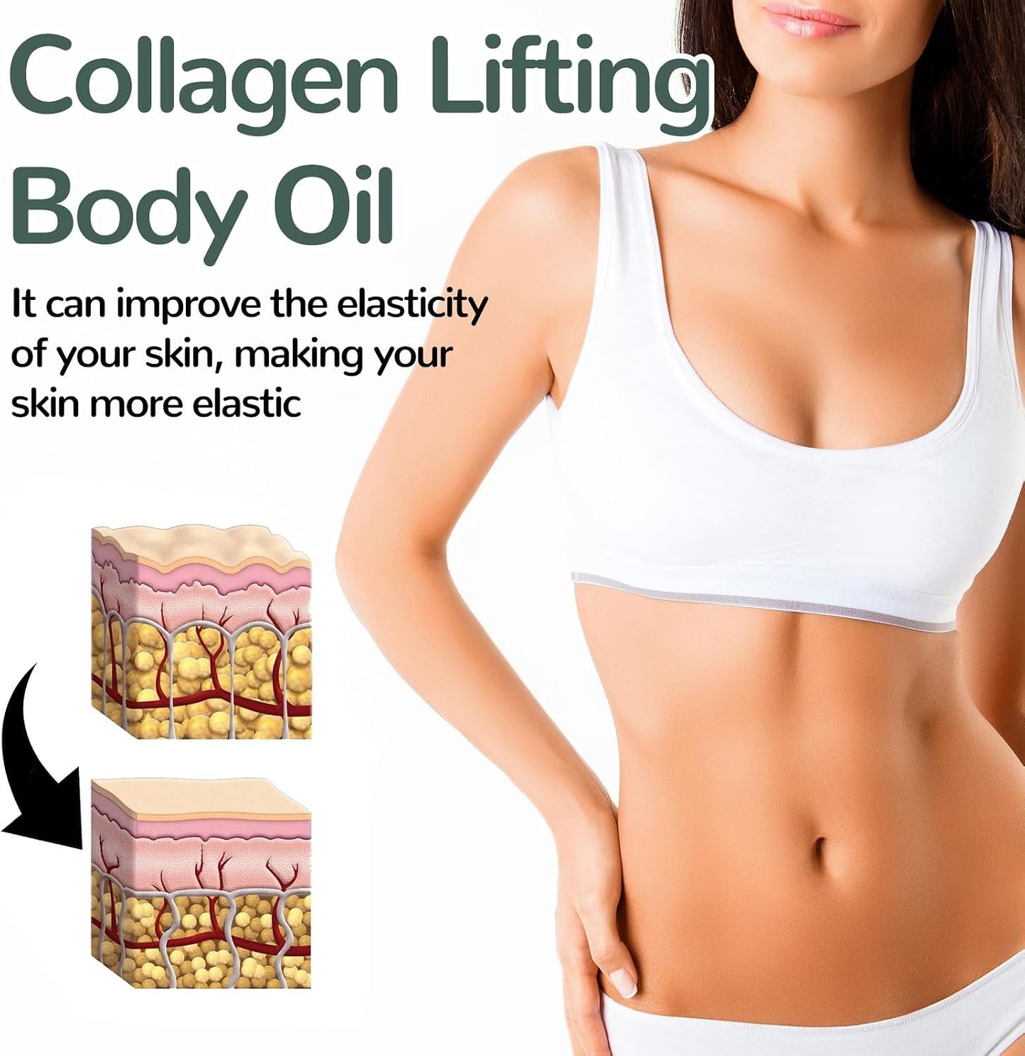 Collagen Oil for Skin Tightening, Glow Essence, Skin Tightening for Scars, Wrinkles, Stretch Marks, Neck, Chest, Arms, Legs &amp; Stomach 1Pc