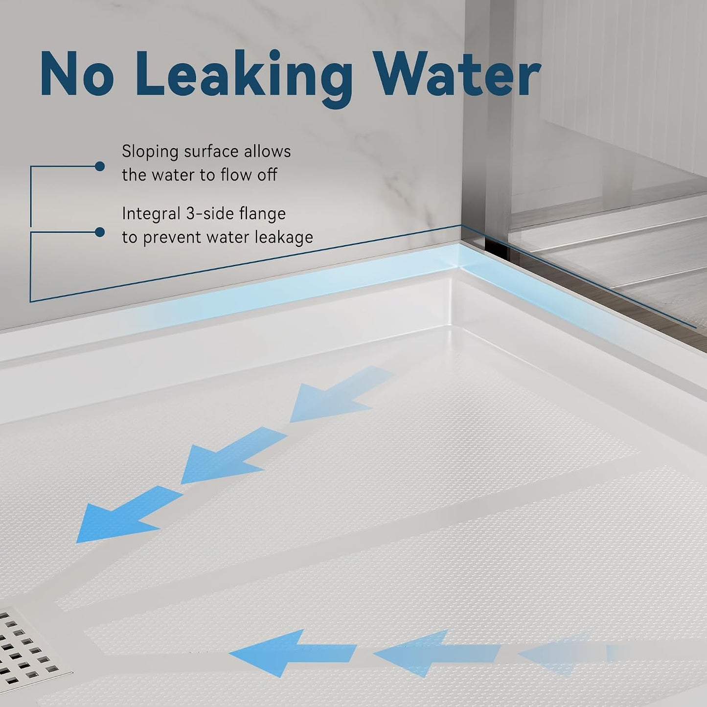 900 x 900 x 10 mm Shower Tray, SMC Shower Pan Base with Drain Assembly &amp; Drain Cover Included, Non-Slip