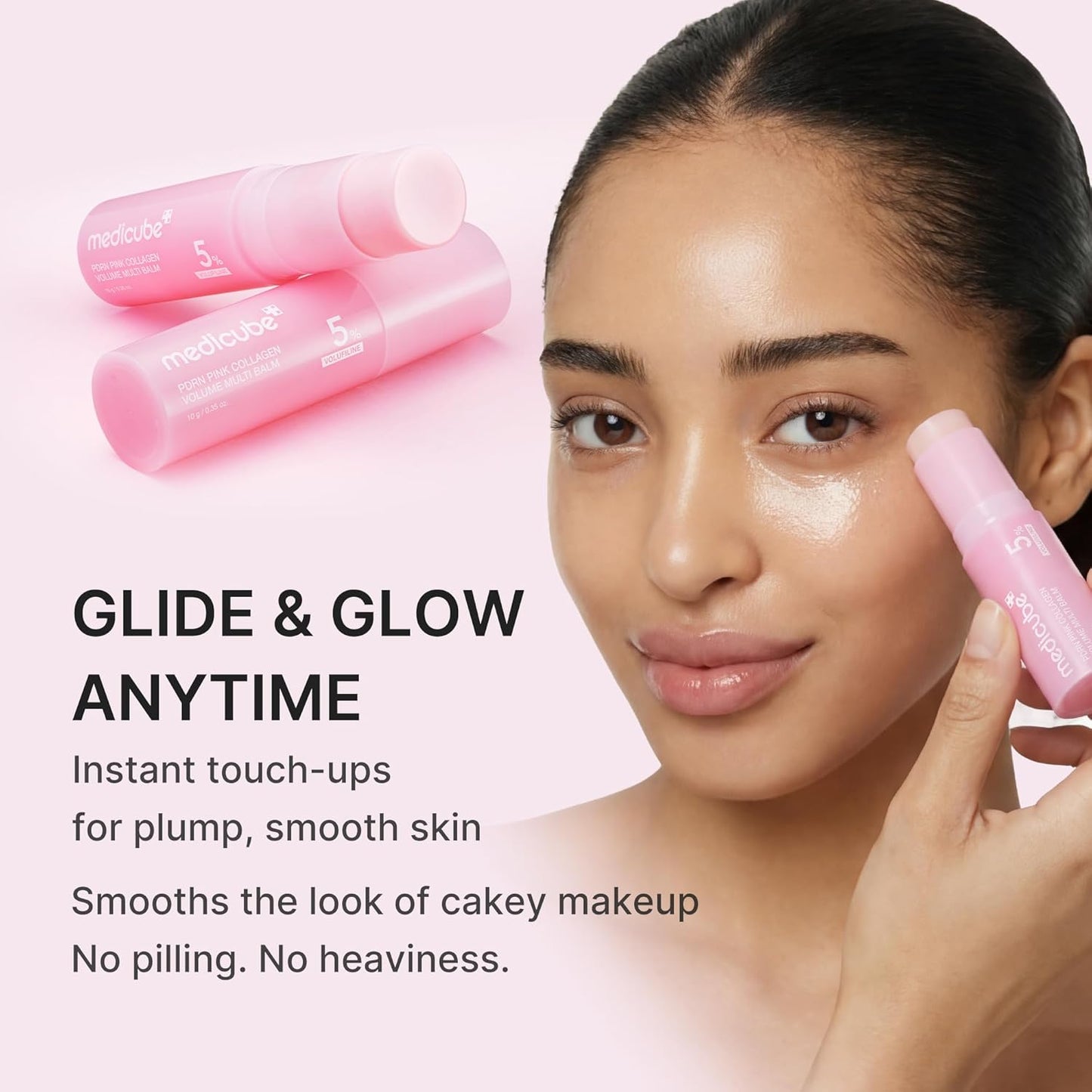 medicube PDRN Pink Collagen Volume Multi Balm Stick | Volufiline, PDRN, NAD, Collagen | Face &amp; Body Balm for Under-Eyes, Neck, Forehead, Smile Lines, Lips | Plumping, Radiance, Line Care | K-Beauty