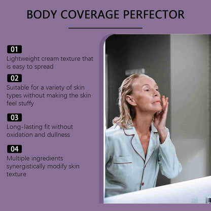 Long-Lasting Body Coverage Perfector, All-Over Complexion Perfector with Extra Large Body Makeup Brush, Leg and Body Scar Cover Make-up, Tattoo Cover, Waterproof (Brown, 2 Pieces)