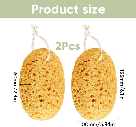Body Bath Sponges for Adults - 2Pcs Large Shower Sponge for Women Men - Soft Honeycomb Natural Sponge - Exfoliating Deep Cleaning Bathroom Bathing Body Sponges for Sensitive Skin