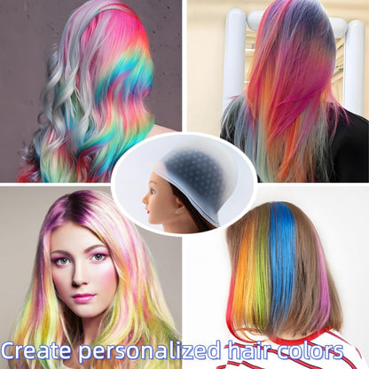 Silicone Highlight Hair Cap with Hole Position, Professional Reusable Hair Coloring Cap with Crochet and Brushes, Salon Hairdressing Dyeing Tools for Women Men