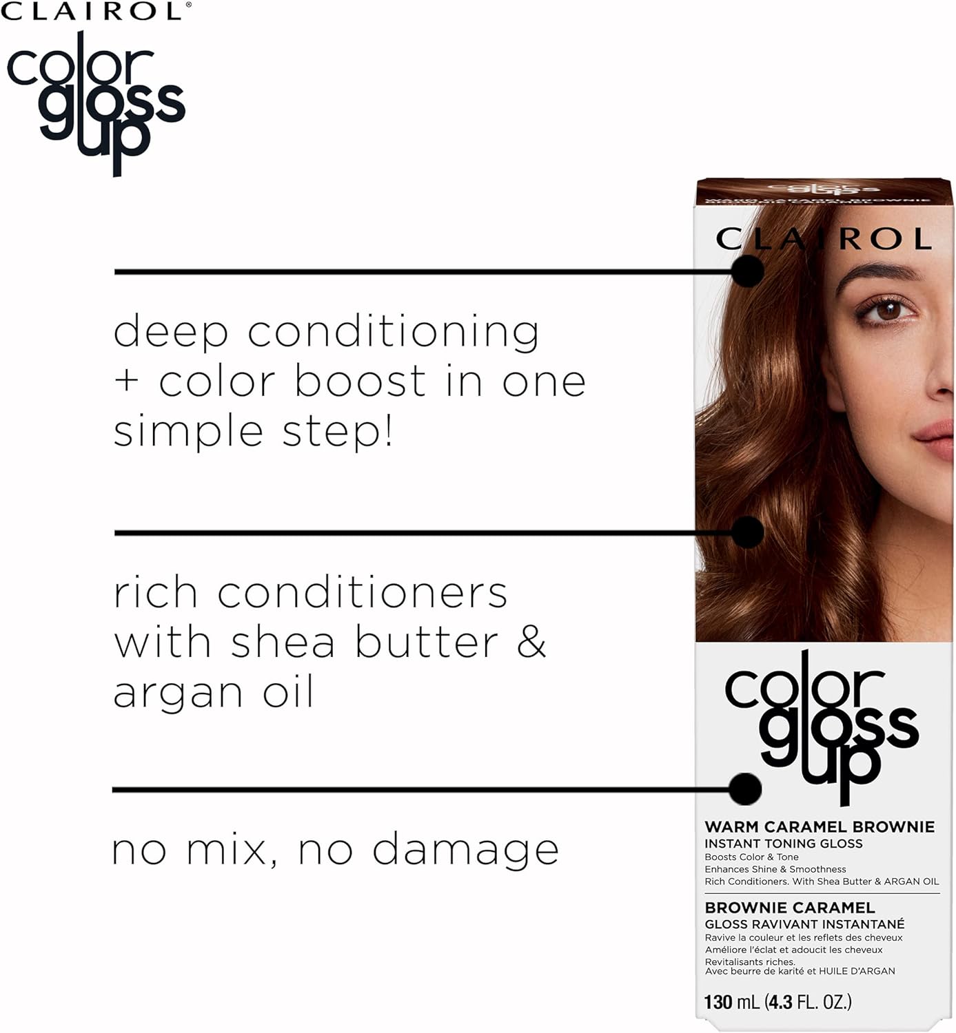Clairol Colour Gloss Up Conditioner, Warm Caramel Brownie, 130ml