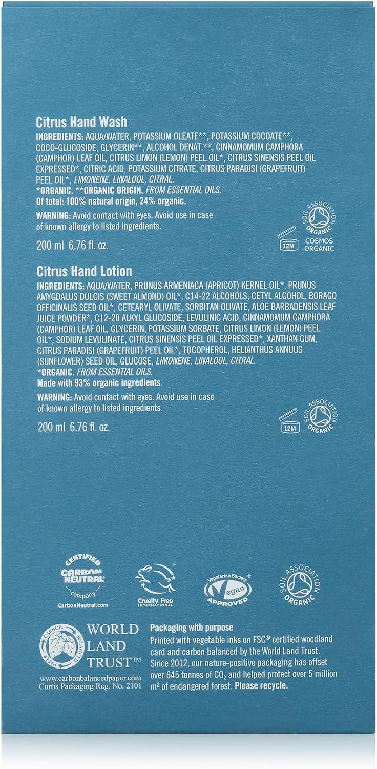 Neal's Yard Remedies Take A Moment Citrus Gift Set, Hand Wash &amp; Hand Lotion With Essential Oils, Vegan &amp; Cruelty-Free, Set of 2