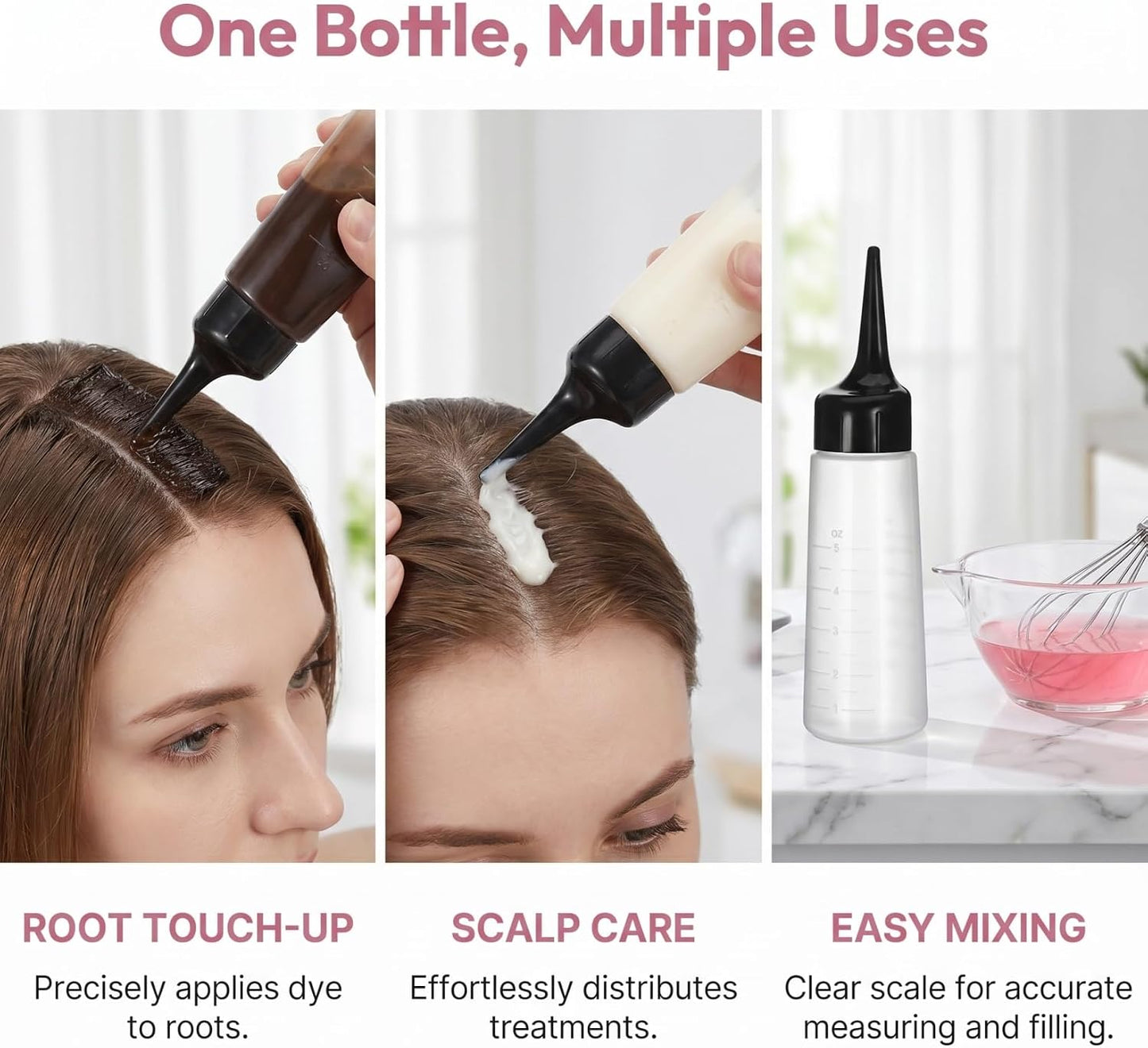 Shampoo Pot Slant Tip Bottle Empty Applicator for Hair Dye Mixer Scale for Hairdressing Toners