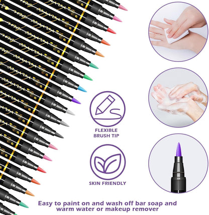 10 colours Temporary Tattoo Markers for Skin,Tattoo Pen Kit, Body Markers for Kids and Adults Art Marker Pens for Kids and Adults Party Festival Dress Up