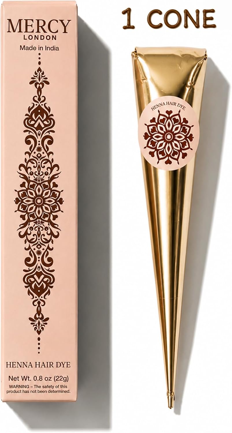 Henna Cones by MERCY LONDON. 1 Cone, Ready to Use Cones. Natural Henna. Premium Hair Dye for Rich, Vibrant Colour
