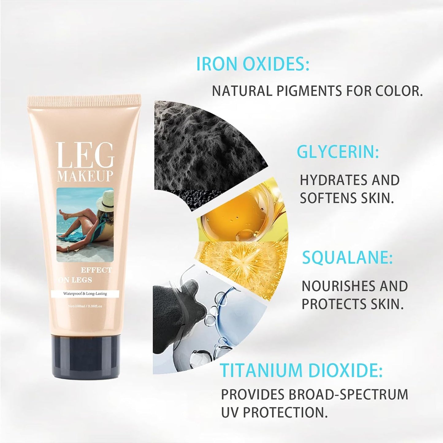 Leg Makeup Waterproof No Transfer,Leg and Body Scar Cover up,Tattoo Cover Up Makeup Waterproof,Long Last Body Foundation (With Brush)