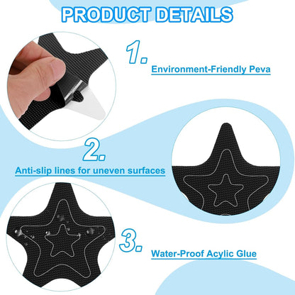 PATIKIL Bathtub Non Slip Stickers, 12 Pack Star Safety Shower Floor Anti Slip Stickers with Adhesive Decals Scraper for Bath Tub Shower Floor Stair, Black