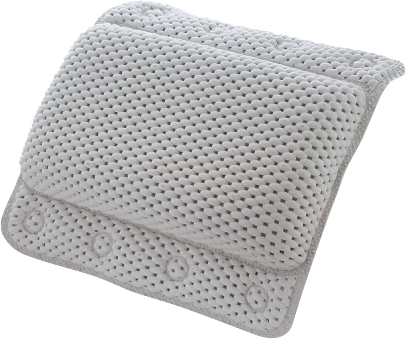 Taylor &amp; Brown Bathtub Pillow, Luxury Relaxing White Soft Non Slip Cushioned Bath Pillow Waterproof Home Spa Headrest Cushion with 8 Slip Resistant Suction Cups (White)