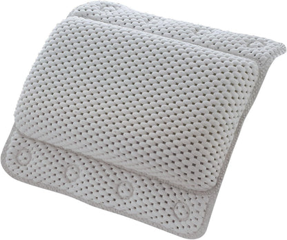 Taylor &amp; Brown Bathtub Pillow, Luxury Relaxing White Soft Non Slip Cushioned Bath Pillow Waterproof Home Spa Headrest Cushion with 8 Slip Resistant Suction Cups (White)