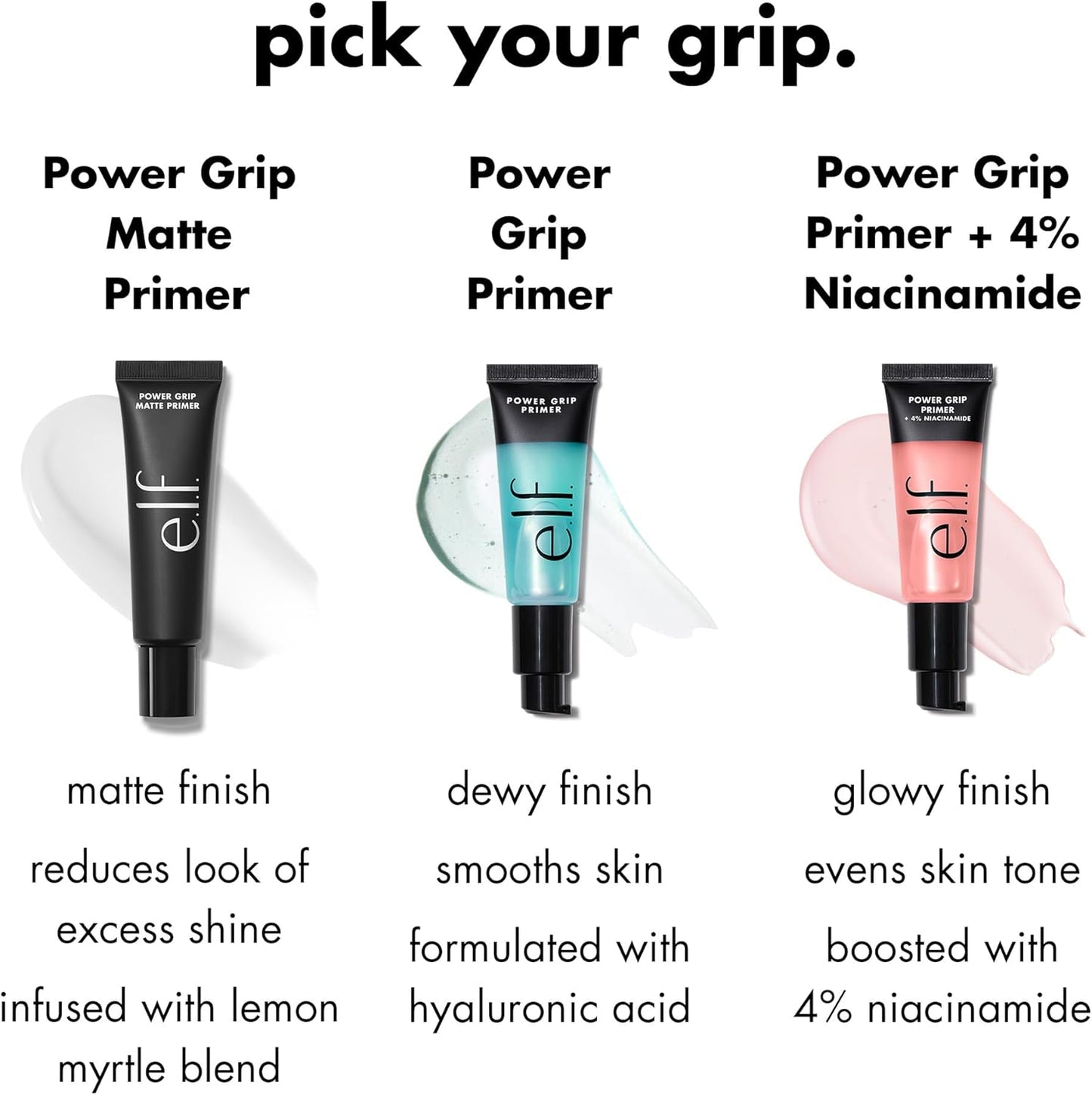 e.l.f. Power Grip Primer, Gel-Based &amp; Hydrating Face Primer For Smoothing Skin &amp; Gripping Makeup, Moisturizes &amp; Primes, 0.811 Fl Oz, Clear