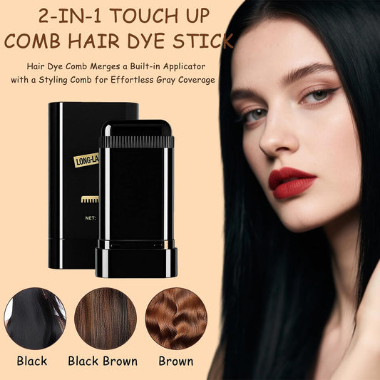 Safe and Convenient Hair Dye Comb, Waterproof Sweat-Proof Hair Dye Stick with Comb, 2-In-1 Quick Touch-Ups Dye Comb for Women &amp; Men (Coffee)