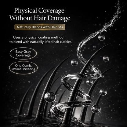 Instant Hair Colour Stick Dye Comb for Root Touch Up and Grey Hair Coverage, Portable Temporary Colour Pen with Built In Natural Toothed Comb, Long Lasting Waterproof Finish for Men and Women (Black)