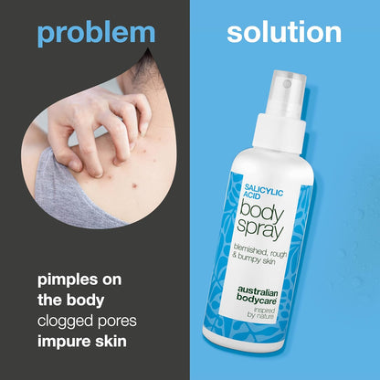 Salicylic acid spray against body breakouts, clogged pores and rough skin – with 2% salicylic acid and glycolic acid for clearer, smoother skin