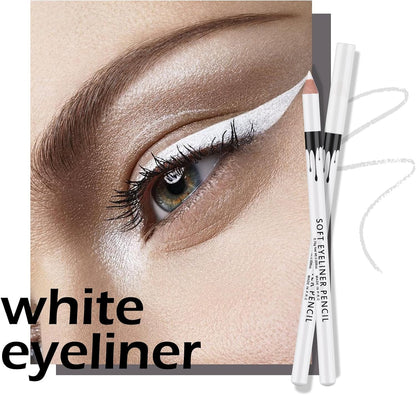 FREEORR 12 Packs Professional Highlighter Eye Liner Pen, White Eyeliner Pencil, Waterproof Long Lasting Eye Brighten