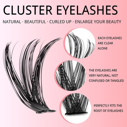 KEYRI 580 Pieces Individual Eyelashes 30-100D Cluster Lashes Kit | DIY Eye Lashes Fluffy Russian Eyelashes Extensions Curly Durable Eyelash Clusters for Girls and Women (8-16mm Mix)