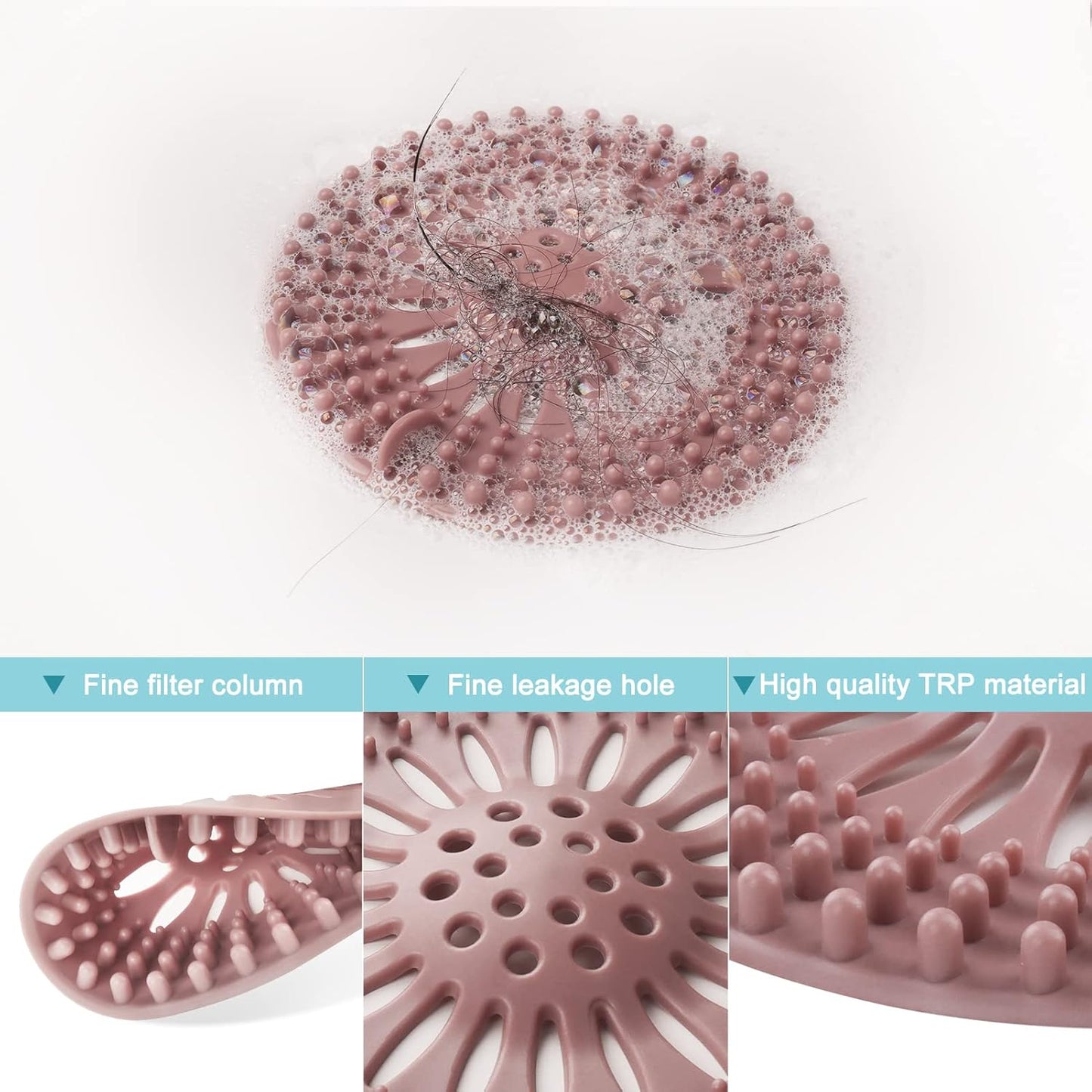 Gotega 5 Pcs Hair Catcher Shower Drain Covers Protector Silicone Bathtub Hair Stopper Easy to Install and Clean Suit for Bathroom Tub Shower and Sink