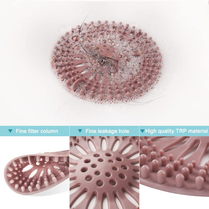 Gotega 5 Pcs Hair Catcher Shower Drain Covers Protector Silicone Bathtub Hair Stopper Easy to Install and Clean Suit for Bathroom Tub Shower and Sink