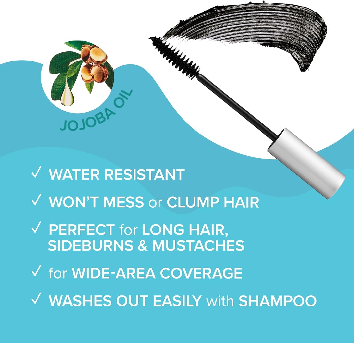 RED by KISS Quick Cover Root Touch Up Rescue (Dark Brown), Mascara Natural Water-Resistant Temporary Gray Concealer Cover Up Brush for Hair Mustache &amp; Beard, Formulated with Jojoba Oil