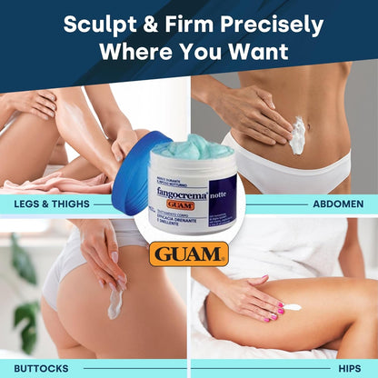 GUAM Anti Cellulite Mud Based Night Cream for Legs &amp; Thighs, 500ml Overnight Body Treatment with Dead Sea Salt, Vitamin E &amp; Seaweed for Smoother Looking, Firmer Feeling Skin Care by Morning