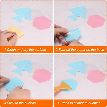 sourcing map 24pcs Non-Slip Bathtub Stickers Set 4.02" Fish Shower Floor Sticker PEVA Anti-Slip Adhesive Appliques with Scraper for Bathroom Kitchen Treads Stairs Swimming Pool, Clear