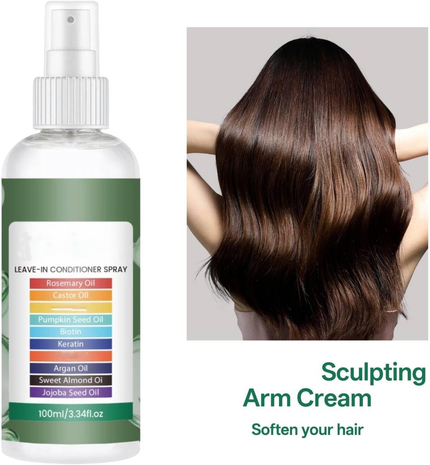 Hair Conditioning Mist Detangling Spray, Multi-Tasking Leave-In Spray, Keratin Hair Essences Spray, Leave-In Conditioning Mist for Dry, Scalp Care Spary for Hair Bouncy and Glossy (1PC)