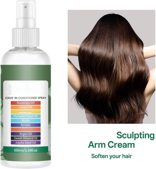 Hair Conditioning Mist Detangling Spray, Multi-Tasking Leave-In Spray, Keratin Hair Essences Spray, Leave-In Conditioning Mist for Dry, Scalp Care Spary for Hair Bouncy and Glossy (1PC)