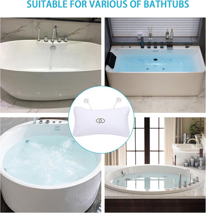 Anti-slip Non-Slip Bathtub Pillow,Home Spa Bath Cushion Inflatable Bath Pillow, Head Neck Back Shoulders Rest Relax Suction Cup Support for Hot Tub Bathroom Home Spa Headrest