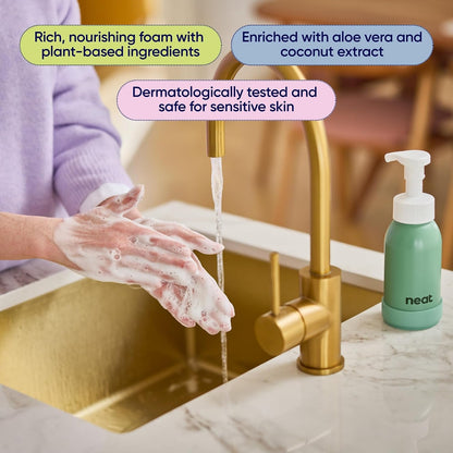 Neat Foaming Hand Wash Refills 6x30ml (2x Green Tea &amp; Bergamot, 2x Mango &amp; Fig, 1x Sweet Rose Water, 1x Cotton &amp; Bluebell) - Dermatologically Approved Hand Soap - Suitable for Sensitive Skin