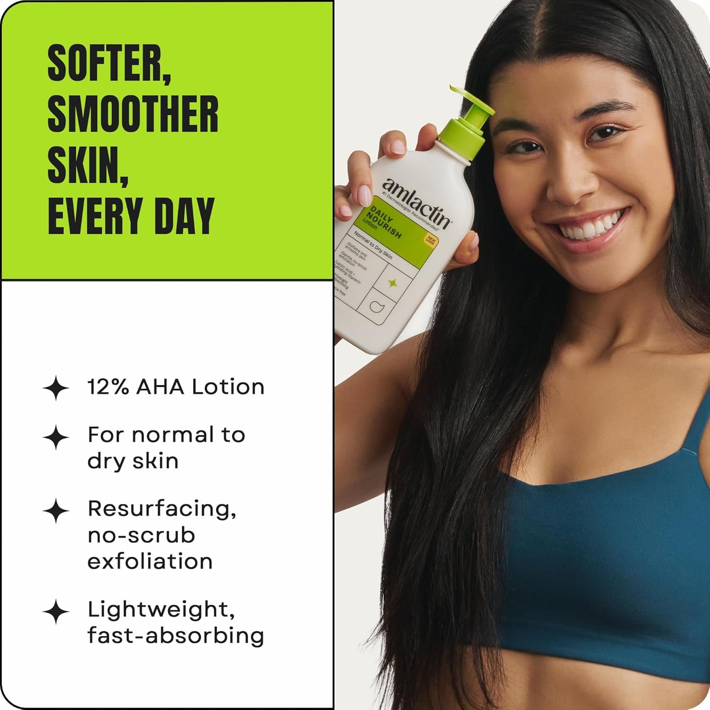 AmLactin Daily Moisturizing Body Lotion | Instantly Hydrates, Relieves Roughness | Powerful Alpha-Hydroxy Therapy Gently Exfoliates | Smooths Rough, Dry Skin | Paraben-Free 7.9 oz.