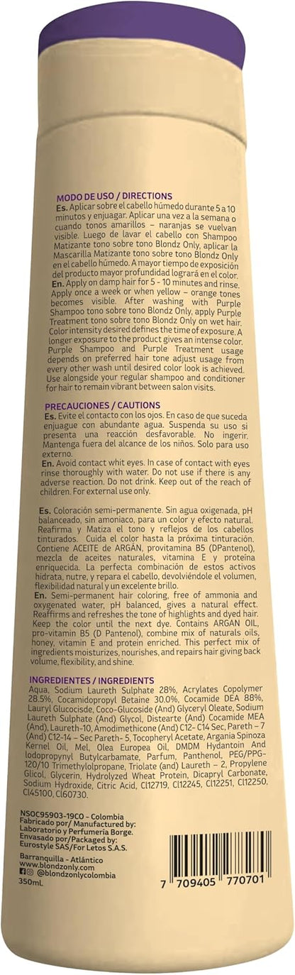 Purple Shampoo Rubio Marfil Ivory Blonde with Argan Oil Perfect Blonde (Perla Beige) 11.8 Fluid Ounce (350 ml)