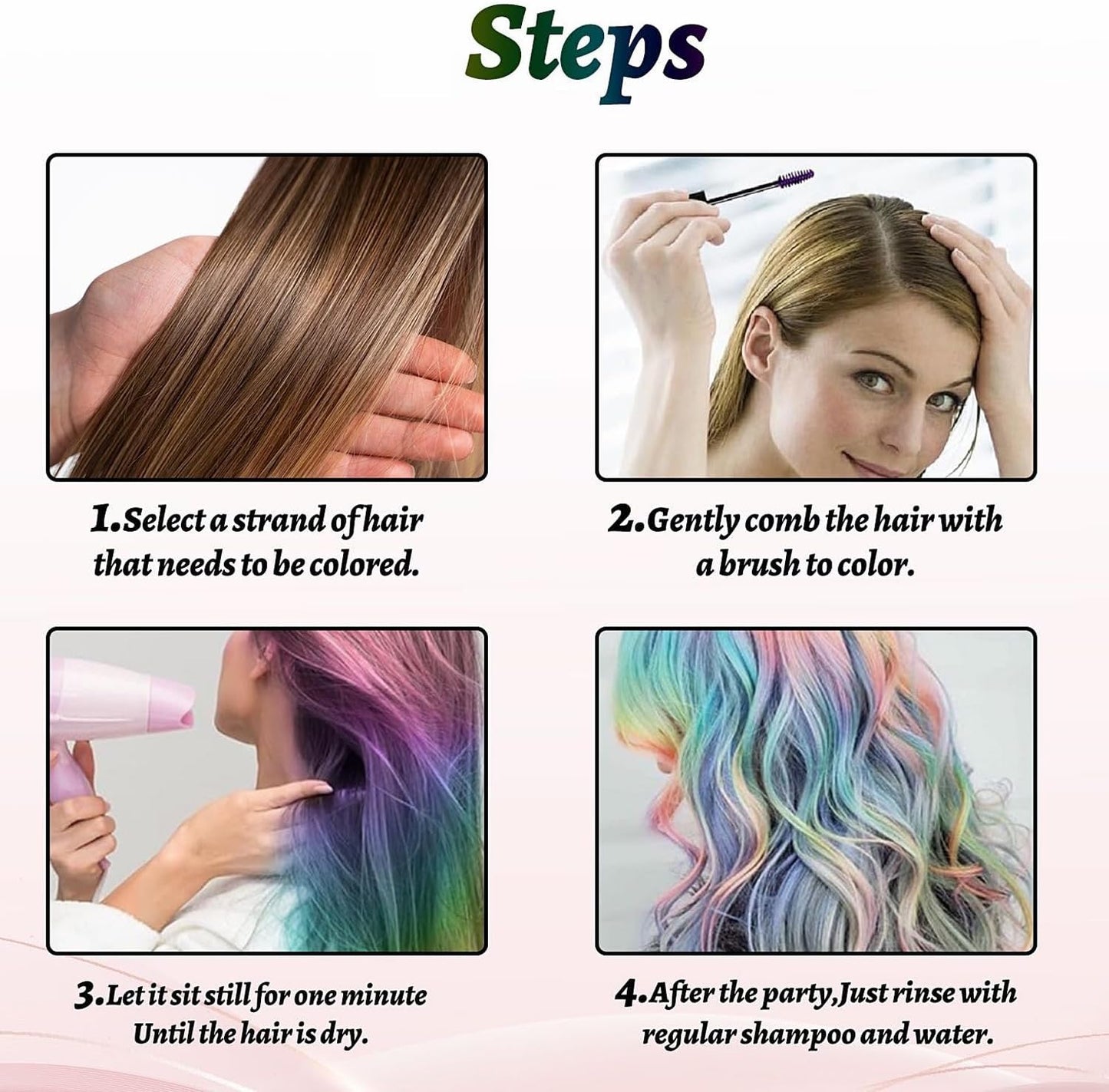 Purple Hair Mascara with Comb Wand for Vibrant Colour - Washable Temporary Hair Chalk for Kids and Girls, DIY Party Styling, Easy Water Removal, 15ml Tube, Quick-Dry Makeup, Fun Festive Styling