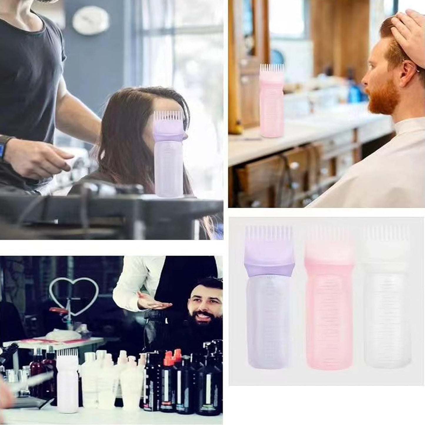 Botella Aplicadora De Peine De Raíz,Root Comb Applicator Bottle,Hair Oiling Applicator,Hair Oil Bottle with Comb,Oil Applicator Bottle for Hair,Hair Dye Bottle (Purple), 24461209