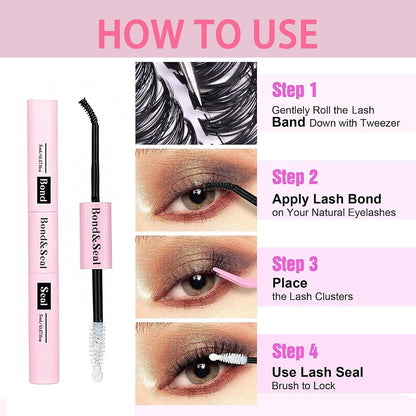 2-in-1 Lash Bond &amp; Seal, Strong Hold Cluster Lash Glue for DIY Eyelash Extensions, Individual-Lashes Glue for Sensitive Eyes