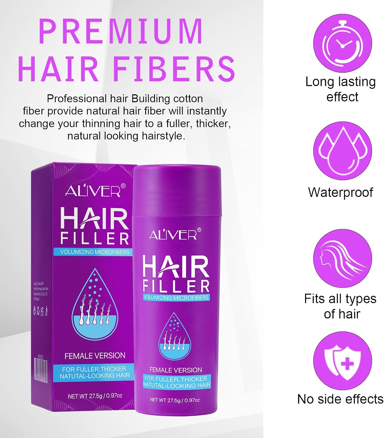 Hair Fibres,Hair Building Fibres &amp; Hair Fibres for Thinning Hair Instantly Undetectable &amp; Natural,Completely Conceals Hair Loss Hair Filler Hair Thickener &amp; Topper for Women Dark Brown