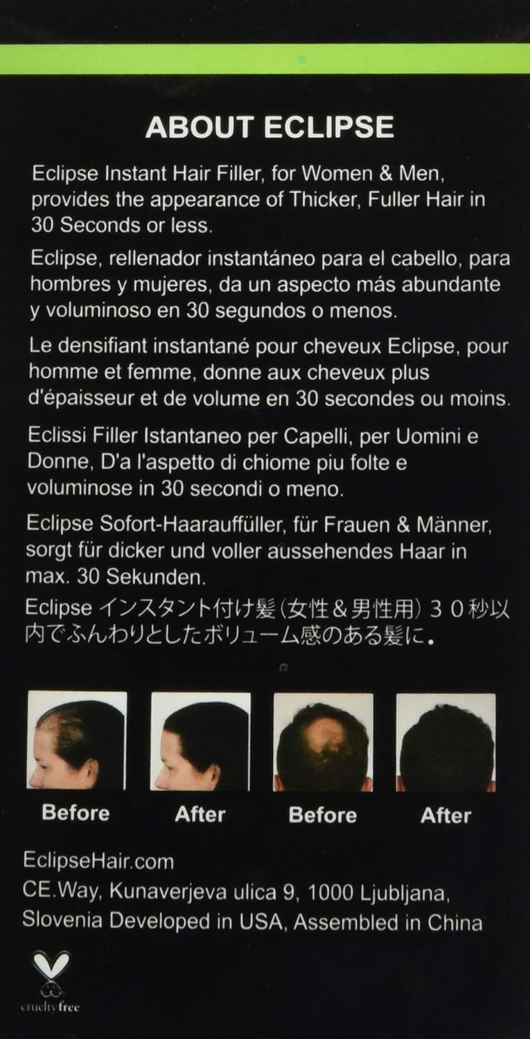 Eclipse Instant Hair Filler GREY 14 grams Shaker Top by Eclipse