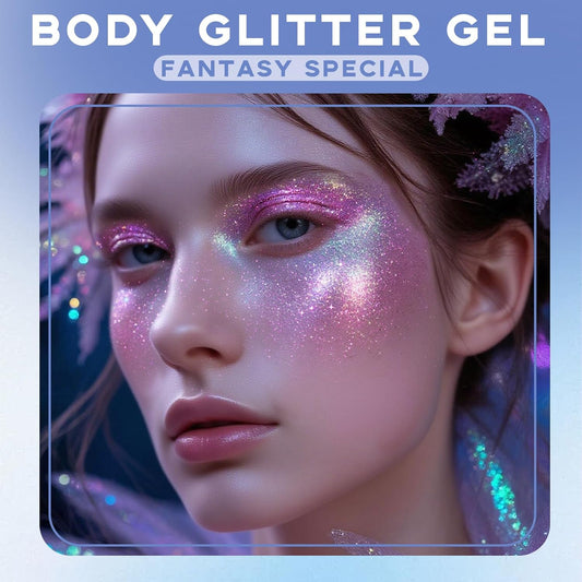 Noerrors Roll-on Holographic Body Glitter Gel for Body Face Hair, Sparkle Chameleon Color Changing Chunky Mermaid Sequins Body Glitter Gel Festival Party Body Shimmer Glitter Makeup # Sparkling Pink