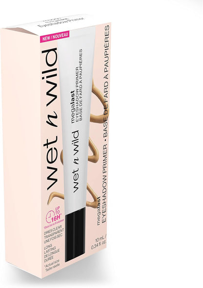 Wet n Wild Megalast Eyeshadow Primer, Lightweight Eyelid Primer for Long Lasting Makeup, Infused with Vitamin E, Clear Finish, 16-Hour Wear, 10 ml