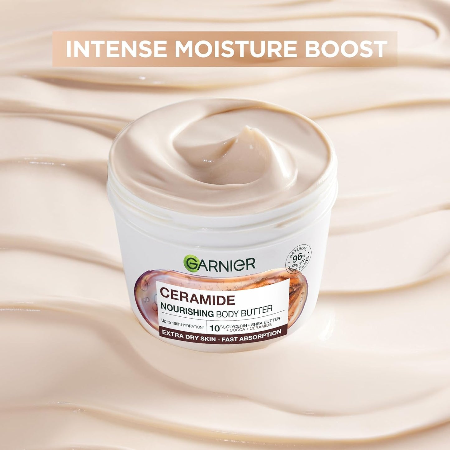 Garnier Body Superfood, Repairing Body Butter, With Cocoa &amp; Ceramide, Body Butter for Very Dry Skin, Vegan Formula, Approved by Cruelty Free International, 380ml