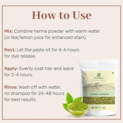 SAMYAM Pure Henna Powder - 200g Pack | Natural Hair Color, Triple Sifted Rajasthani Henna, PPD Free