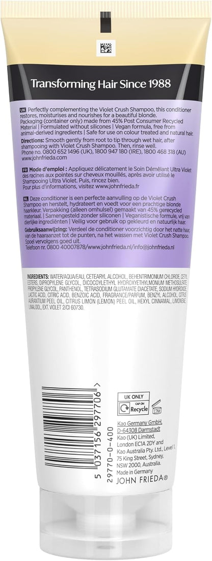 John Frieda Violet Crush Purple Conditioner 250ml (Pack of 2)