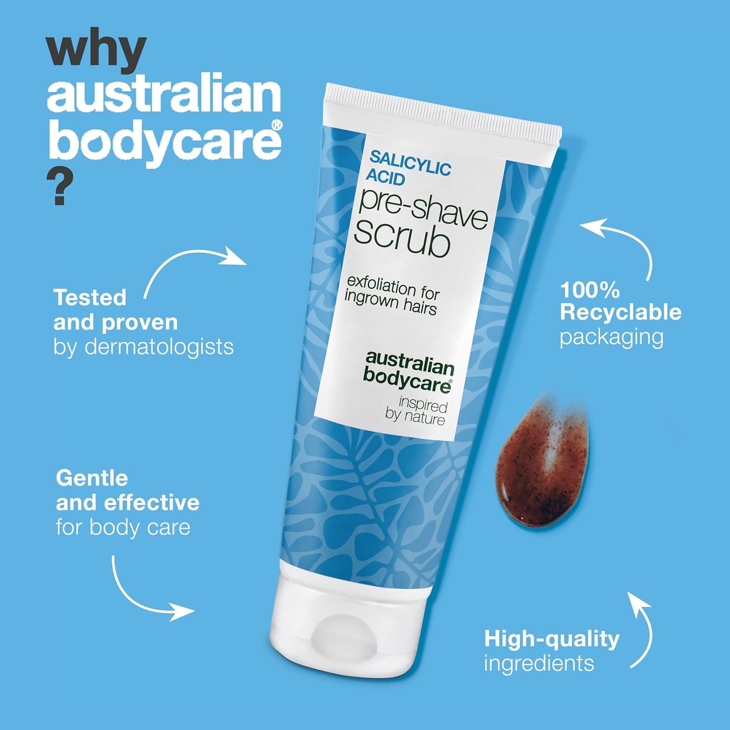 Salicylic Acid Pre-Shave Scrub for Ingrown Hairs, Razor Burn &amp; Razor Bumps – AHA/BHA &amp; Physical Dual Exfoliator with Salicylic Acid, Glycolic Acid &amp; Apricot Kernel for a Smooth Shave - 100 ml
