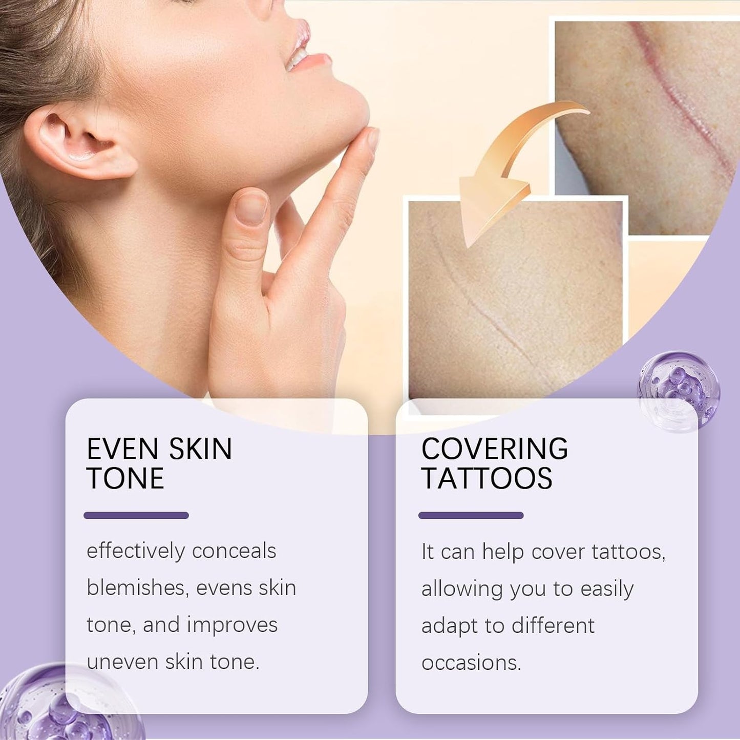 Body Coverage Perfector Waterproof&amp;Sweat-Resistant,All-in-One Body Foundation Full Coverage Leg Makeup,Complexion Perfector for Tattoos&amp;Spots,Natural Skin Tone Blending,Moisturizing Body Conceal Cream