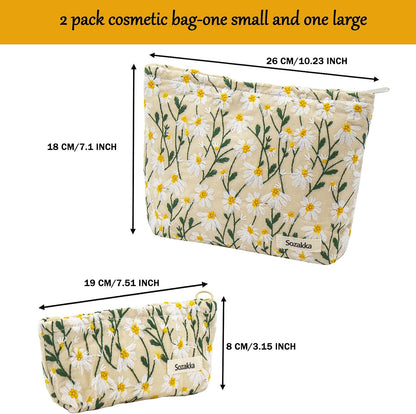 ONEGenug Makeup Bag, Set 2 Cosmetic Bags, Portable Pencil Case Makeup Pouch Travel Essentials Toiletry Bags for Women Girls