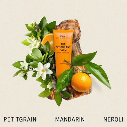 AKT, THE DEODORANT BALM. Award winning, multi-use, natural deodorant. Plastic Free. Gender Free. Aluminium Free. 100% effective — 1 tube lasts up to 3 months. SC.01 ORANGE GROVE. 50ml